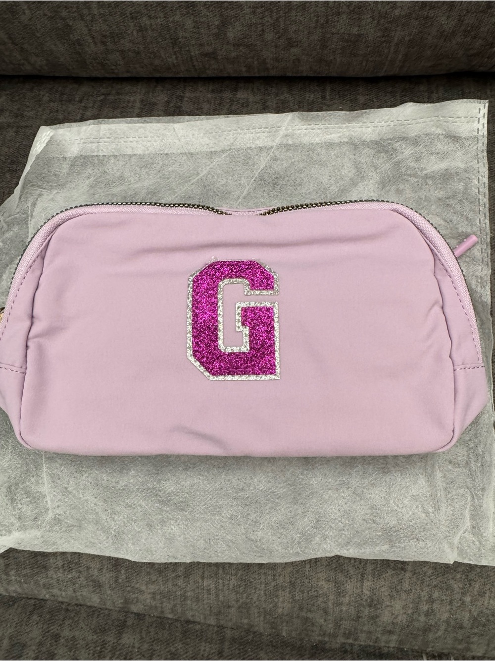 Pink Glitter 'G'  Pouch